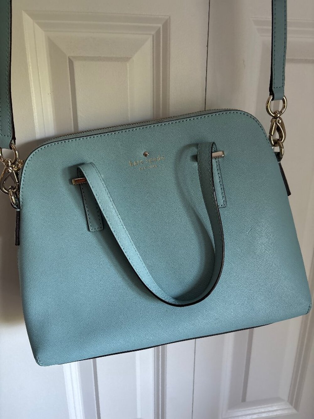 Kate Spade Light Blue Saffiano Leather Dome Crossbody